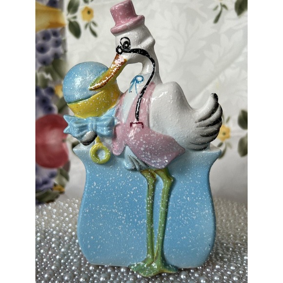 Vintage Relpo Stork With Rattle Vase Ceramic Figurine, MCM - Picture 1 of 10